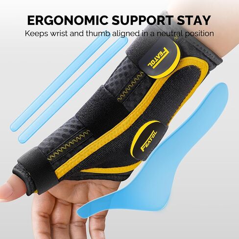 FEATOL Thumb Brace Right Hand - Ergonomic Support for Trigger Thumb, De Quervain's Tenosynovitis, Lightweight Wrist Brace for Carpal Tunnel, Size S/M, 5"-6.5" in Saudi Arabia
