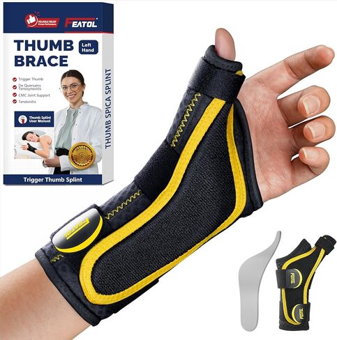 FEATOL Thumb Brace Right Hand - Ergonomic Support for Trigger Thumb, De Quervain's Tenosynovitis, Lightweight Wrist Brace for Carpal Tunnel, Size S/M, 5"-6.5" in Saudi Arabia