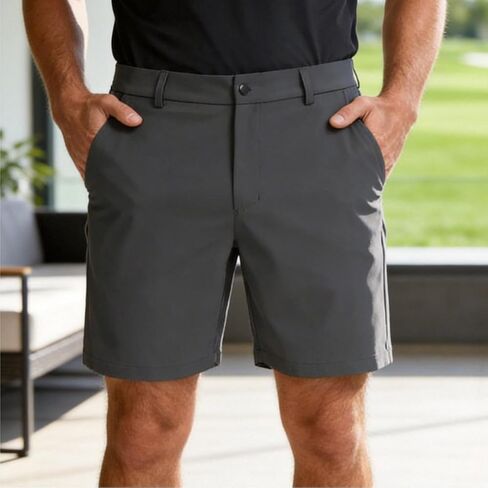 Men's Quick Dry Performance Shorts - Lightweight Stretch Golf Shorts with Button Closure and Pockets for Casual, Work, and Outdoor Activities, Dark Gray, XL in Saudi Arabia