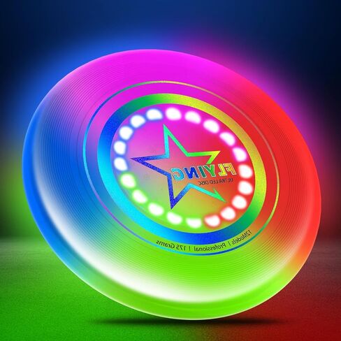 ألعاب قرص طائر بإضاءة LED للأطفال البالغين، 7 أوضاع ألوان، حلقة طيران ذكية، قابلة لإعادة الشحن، 175 جرام، حشوة سلة عيد الفصح للأولاد والبنات، للعب في الهواء الطلق in Kuwait