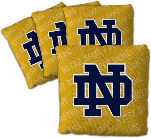 YouTheFan Officially-Licensed NCAA Notre Dame Fighting Irish Set of 4 Cornhole Bags - All Weather Regulation 6" x 6" Size - 16oz Weight - Designed in USA in Saudi Arabia