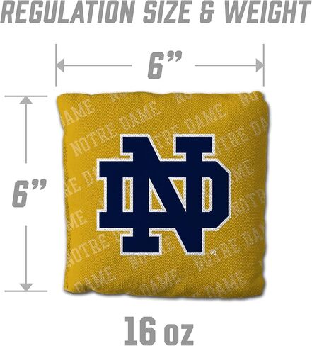 YouTheFan Officially-Licensed NCAA Notre Dame Fighting Irish Set of 4 Cornhole Bags - All Weather Regulation 6" x 6" Size - 16oz Weight - Designed in USA in Saudi Arabia