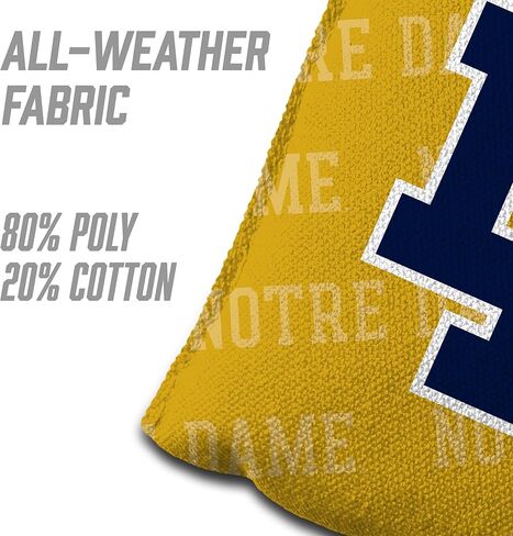 YouTheFan Officially-Licensed NCAA Notre Dame Fighting Irish Set of 4 Cornhole Bags - All Weather Regulation 6" x 6" Size - 16oz Weight - Designed in USA in Saudi Arabia