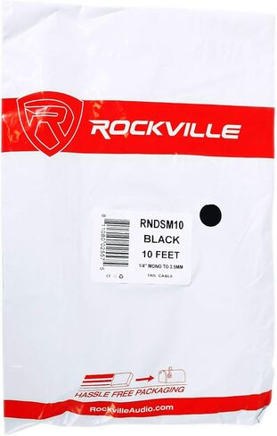 كابل Rockville RNDSM10B بطول 10 أقدام و3.5 مم TRS إلى كابل TS مزدوج 1/4 بوصة، نحاس 100%، صوت خالي من الضوضاء، بناء متين، تصميم مرن، للموسيقيين والاستديوهات المنزلية in Saudi Arabia
