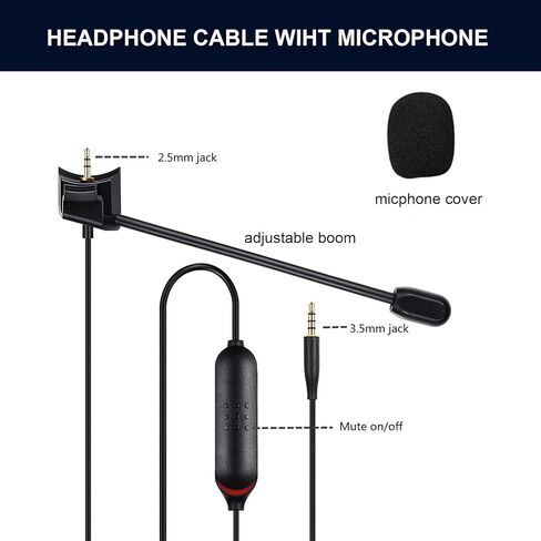 Replacement Microphone Compatible with Bose QuietComfort 35 II, QC35 II, QC35 Headphones, Boom Mic Cable with Mute Switch for PS4 PS5 Xbox One PC Laptop in Saudi Arabia