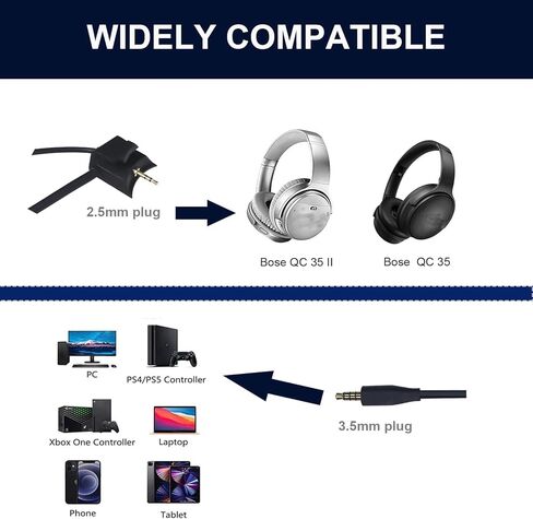 Replacement Microphone Compatible with Bose QuietComfort 35 II, QC35 II, QC35 Headphones, Boom Mic Cable with Mute Switch for PS4 PS5 Xbox One PC Laptop in Saudi Arabia