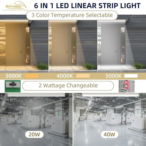 2 حزمة 4FT ثلاثي المستوى استشعار الحركة LED الشريط الخطي الطوارئ ضوء الدرج ث / البعيد، CCT 20W / 40W للاختيار، 125lm / W، بطارية احتياطية، 30K / 40K / 50K عكس الضوء متجر تجاري سقف الإضاءة لاعبا اساسيا، ETL in Saudi Arabia