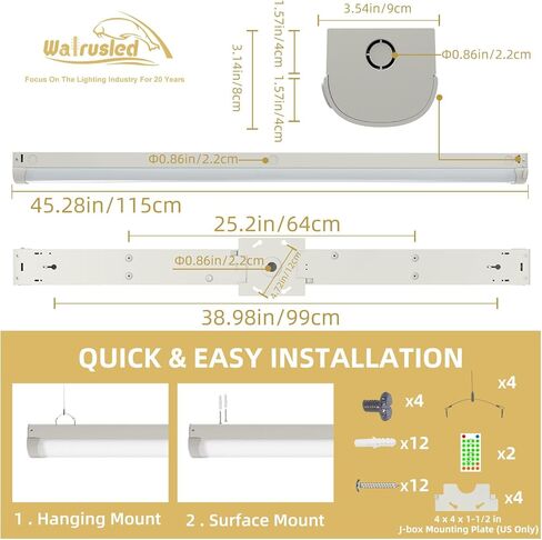 2 حزمة 4FT ثلاثي المستوى استشعار الحركة LED الشريط الخطي الطوارئ ضوء الدرج ث / البعيد، CCT 20W / 40W للاختيار، 125lm / W، بطارية احتياطية، 30K / 40K / 50K عكس الضوء متجر تجاري سقف الإضاءة لاعبا اساسيا، ETL in Saudi Arabia