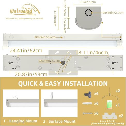 2FT مستشعر الحركة ثلاثي المستوى LED شريط خطي لإضاءة الدرج في حالات الطوارئ مع جهاز تحكم عن بعد، 10 وات/20 وات 1250 لومن/2500 لومن، بطارية احتياطية، 5000 كلفن، 100-277 فولت IP20، مصباح سقف متجر تجاري قابل للتعتيم بطول 2 قدم، ETL in Saudi Arabia