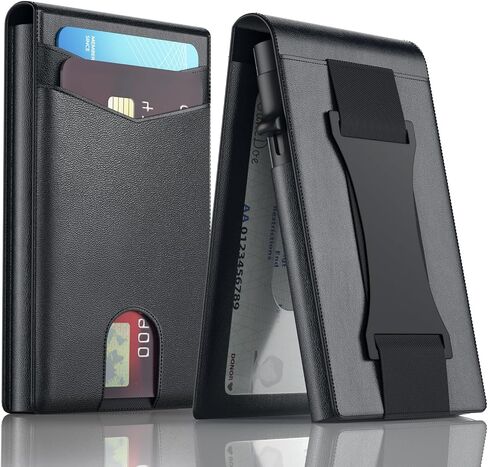 محفظة للرجال، محفظة للرجال مع حامل بطاقة ائتمان مغناطيسي قابل للإزالة منبثق ذكي RFID يحجب فتحات جلدية رفيعة للنقود ونوافذ الهوية ومحفظة صغيرة الحجم in Kuwait