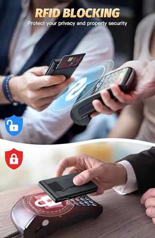 محفظة للرجال، محفظة للرجال مع حامل بطاقة ائتمان مغناطيسي قابل للإزالة منبثق ذكي RFID يحجب فتحات جلدية رفيعة للنقود ونوافذ الهوية ومحفظة صغيرة الحجم in Kuwait