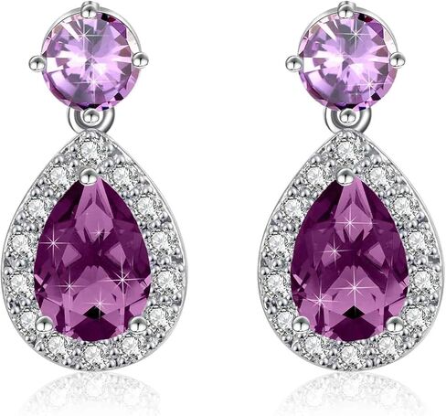 Austrian Crystal Teardrop Halo Drop Dangle Earrings for Women 14K White Gold Plated Flatback Stud Earrings Hypoallergenic Jewelry in Saudi Arabia
