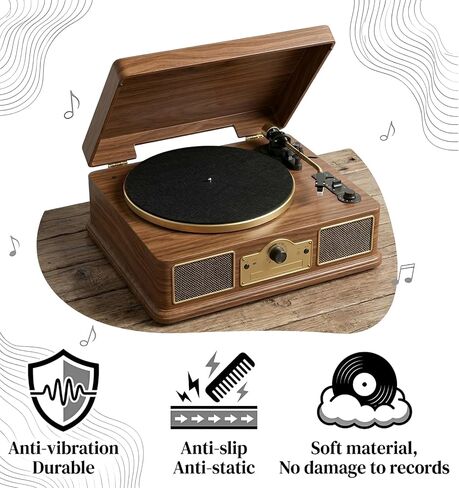 Turntable Mat Black Record Player Mat 12 In Anti-Slip & Anti-Static Turntable Slipmat for Home Records Players Vinyl Records Pad Accessory in Saudi Arabia