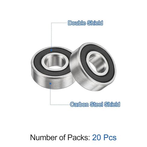 20 قطعة من uxcell 696RS محامل كروية عميقة 6x15x5 مم محامل مزدوجة محكمة الغلق من الفولاذ الكربوني العالي للمحرك الكهربائي، الأجهزة المنزلية، آلات الحدائق، أسود in Kuwait