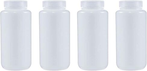 1000ML 32OZ Nature Wide Mouth HDPE Plastic Reagent Bottles with Caps Pack of 4 in Kuwait
