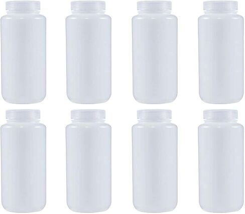 1000ML 32OZ Nature Wide Mouth HDPE Plastic Reagent Bottles with Caps Pack of 4 in Kuwait