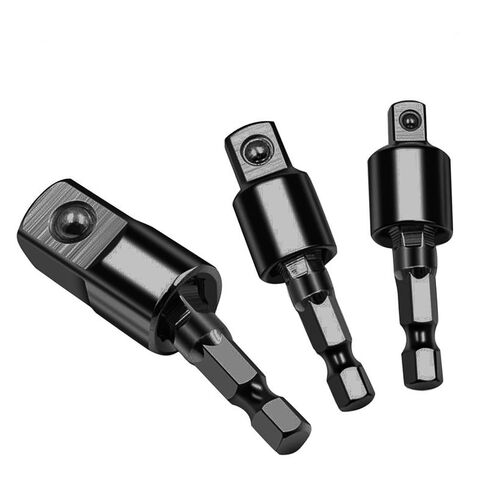 3PCS Impact Grade Socket Adapter Set, 1/4" 3/8" 1/2" Drill Converter for Impact Driver, 360° Rotatable Extension Bar, Power Tool Accessories Gift for Men in Saudi Arabia