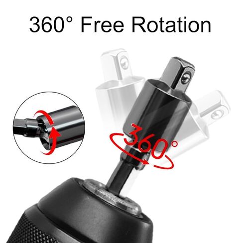 3PCS Impact Grade Socket Adapter Set, 1/4" 3/8" 1/2" Drill Converter for Impact Driver, 360° Rotatable Extension Bar, Power Tool Accessories Gift for Men in Saudi Arabia