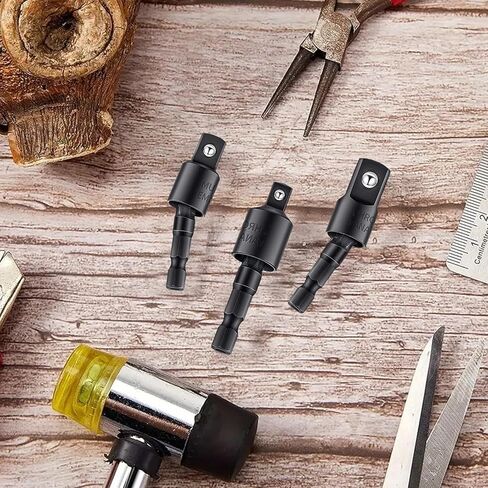3PCS Impact Grade Socket Adapter Set, 1/4" 3/8" 1/2" Drill Converter for Impact Driver, 360° Rotatable Extension Bar, Power Tool Accessories Gift for Men in Saudi Arabia