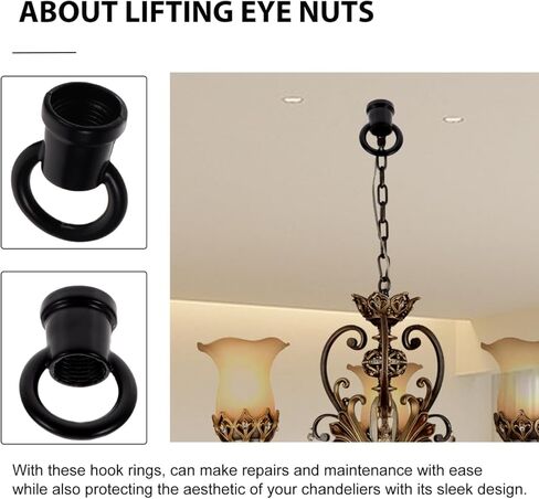 Veemoon Chandelier Hook Ring Light Fixture, 20pcs Ceiling Light Hanging Ring Hanger Ceiling Lamp Connectors Pendant Light Connection Ring Chandelier Hanging Kit Lamp Nut Fastener Zinc Alloy Bolt in Saudi Arabia