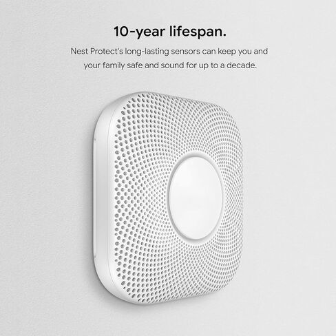 Google Nest Protect Smart Smoke and Carbon Monoxide Alarm – Split-Spectrum Sensor, App Alerts, Voice Notifications, Battery Operated, White, Includes Cleaning Cloth in Saudi Arabia