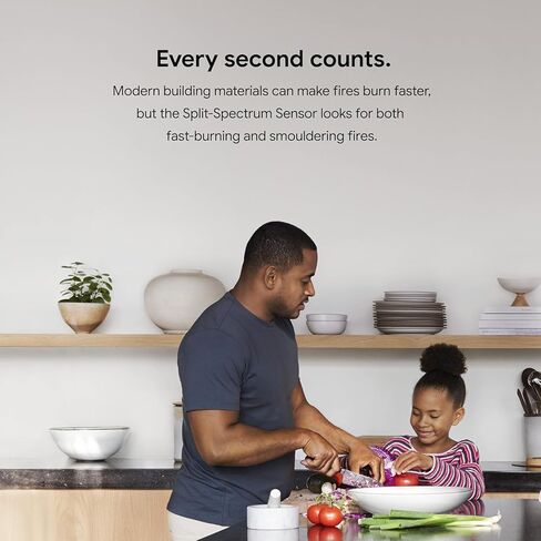 Google Nest Protect Smart Smoke and Carbon Monoxide Alarm – Split-Spectrum Sensor, App Alerts, Voice Notifications, Battery Operated, White, Includes Cleaning Cloth in Saudi Arabia