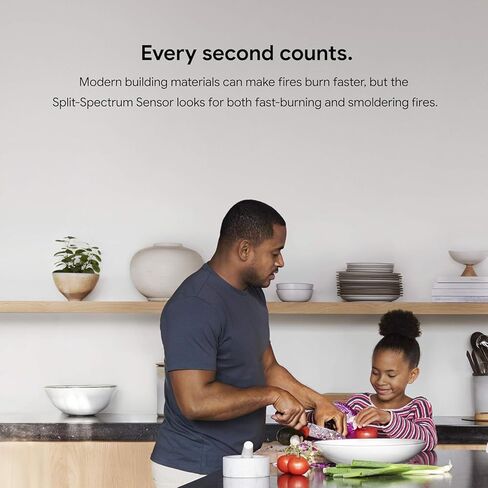 Google Nest Protect Smart Smoke and Carbon Monoxide Alarm – Split-Spectrum Sensor, App Alerts, Voice Notifications, Battery Operated, White, Includes Cleaning Cloth in Saudi Arabia