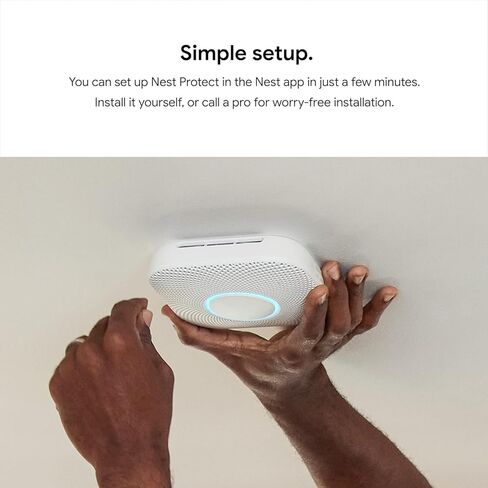Google Nest Protect Smart Smoke and Carbon Monoxide Alarm – Split-Spectrum Sensor, App Alerts, Voice Notifications, Battery Operated, White, Includes Cleaning Cloth in Saudi Arabia