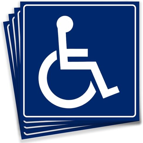 Handicap ADA Compliant Stickers (4-Pack) - 5x5 Inch Blue Wheelchair Symbol, Premium Laminated Vinyl for Indoor & Outdoor Use in Saudi Arabia