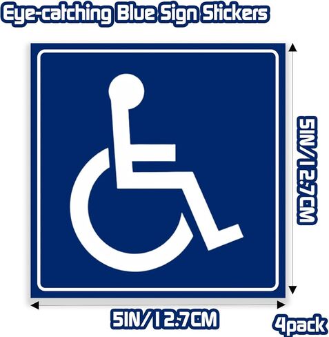 Handicap ADA Compliant Stickers (4-Pack) - 5x5 Inch Blue Wheelchair Symbol, Premium Laminated Vinyl for Indoor & Outdoor Use in Saudi Arabia