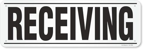 SmartSign - S-9282-AL-12x36 "Receiving" Sign | 12" x 36" Aluminum Black on White in Saudi Arabia