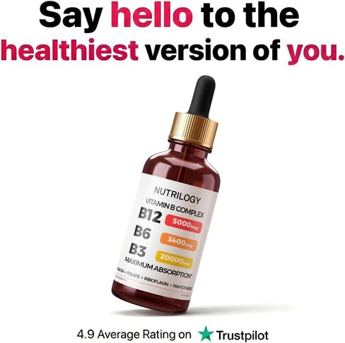 Vitamin B Complex for Men & Women - Riboflavin B2, B3, B5, B6, B12 | B-Complex Supplement - Nerve Pain, Energy, Brain & Heart Support - Made in USA, 60 Servings in Saudi Arabia