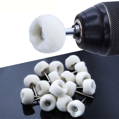 10-Piece Polishing Wheel Set with 3mm Handle - White Wool & Loose Felt Grinding Heads for Metal, Aluminum, Stainless Steel, Chrome, Jewelry, Wood, Plastic, Ceramics, Glass, and More in Saudi Arabia