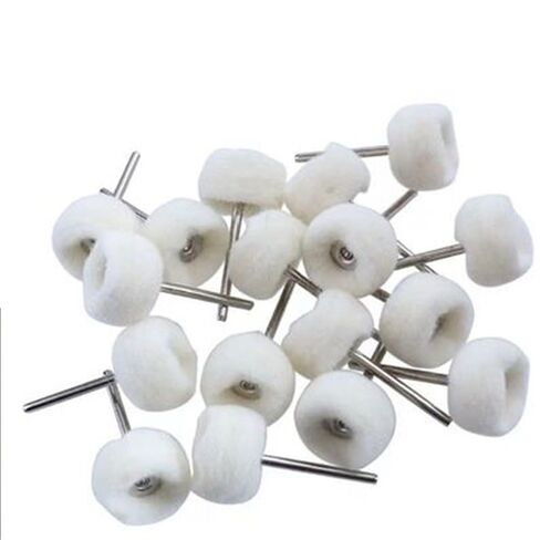 10-Piece Polishing Wheel Set with 3mm Handle - White Wool & Loose Felt Grinding Heads for Metal, Aluminum, Stainless Steel, Chrome, Jewelry, Wood, Plastic, Ceramics, Glass, and More in Saudi Arabia