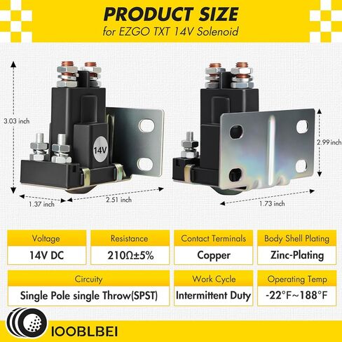 EZGO 14V Golf Cart Solenoid Compatible 4 Terminal for EZGO TXT 1994-up Gas Starter Continuous Duty Solenoid Switch Repair Replace OEM 27153G01, 612813 in Saudi Arabia