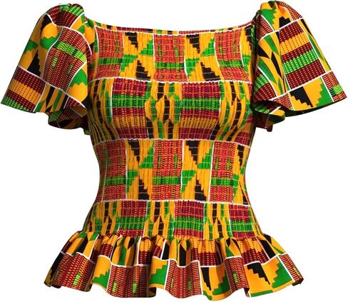 African T Shirts for Women Short Sleeves Top Shirt Dashiki Off Shoulder Sexy Slim Fit Tees in Saudi Arabia