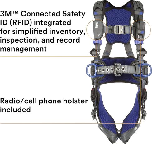 3M DBI-SALA ExoFit X300، حزام أمان مريح لوضع البناء، حماية من السقوط، حلقات على شكل حرف D للظهر والورك، إبزيم صدر سريع القفل تلقائيًا، مشبك ساق اللسان، 1140183، كبير in Kuwait