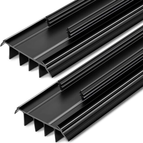 Pushglossy 2 Pcs Kerf Style Door Bottom 36" Long 1 3/4" Wide Replacement Threshold Seal with Vinyl Fins Weatherstrip Draft Stopper for Interior Exterior Doors(Black) in Saudi Arabia