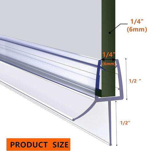 Frameless Shower Door Bottom Seal 2-Pack Think 1/4"(6mm) Long 36''(914mm) Shower Door Sweep to Create a Water Barrier Shower Door Seal Strip Design to Stop Leaks in Saudi Arabia