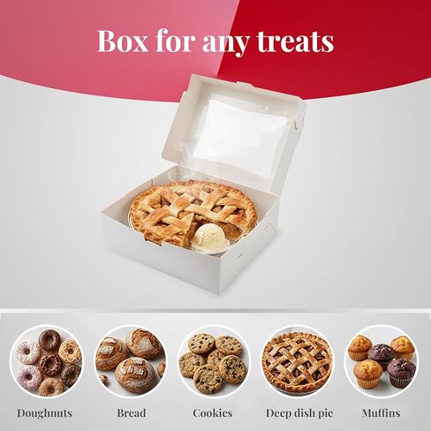 19"x14"x4" inches Half Sheet White Cake Boxes with Window, Premium Bakery Boxes, One piece cake box, Perfect for packaging and selling cakes, donuts, cookies, and muffins, (50-Pack) in Saudi Arabia