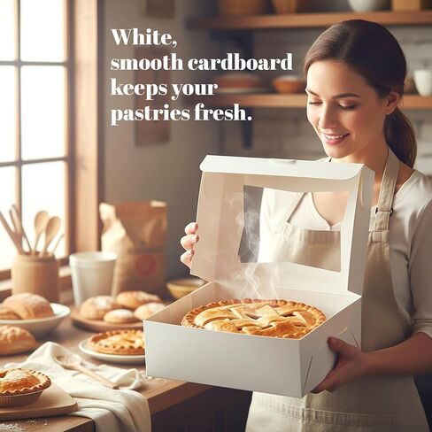 19"x14"x4" inches Half Sheet White Cake Boxes with Window, Premium Bakery Boxes, One piece cake box, Perfect for packaging and selling cakes, donuts, cookies, and muffins, (50-Pack) in Saudi Arabia