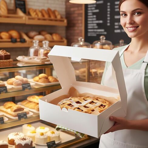19"x14"x4" inches Half Sheet White Cake Boxes with Window, Premium Bakery Boxes, One piece cake box, Perfect for packaging and selling cakes, donuts, cookies, and muffins, (50-Pack) in Saudi Arabia