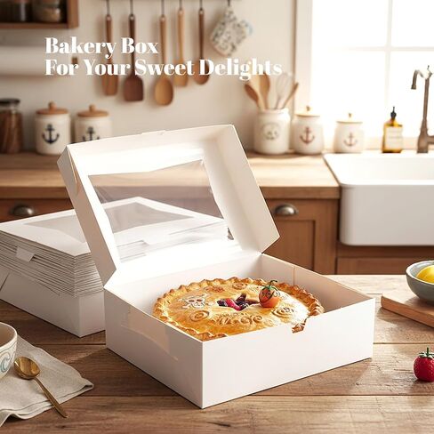 19"x14"x4" inches Half Sheet White Cake Boxes with Window, Premium Bakery Boxes, One piece cake box, Perfect for packaging and selling cakes, donuts, cookies, and muffins, (50-Pack) in Saudi Arabia
