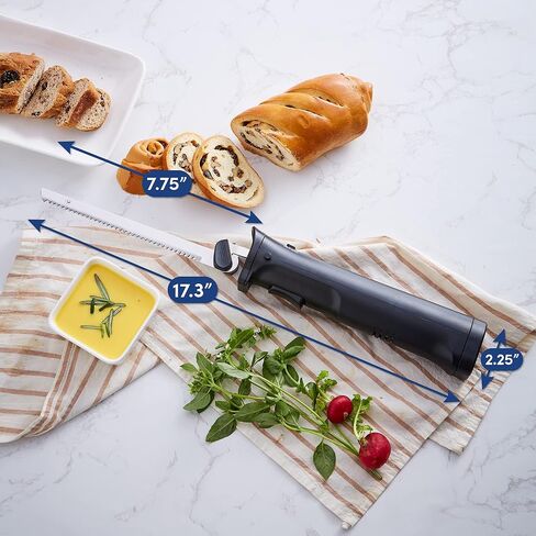 Elite Gourmet EK9810 Professional Cordless Rechargeable Easy-Slice Electric Knife with 4 Serrated Blades and Safety Lock Trigger Release, Carving Meats, Poultry, Bread, Black in Saudi Arabia