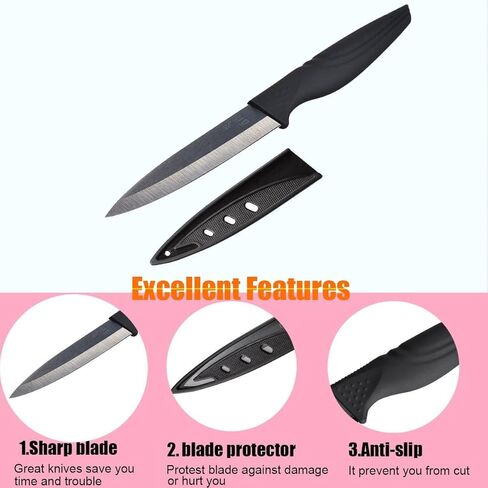 Steak Knives Set of 6 Extremely Sharp Kitchen Ceramic Black Blade Knife in Saudi Arabia