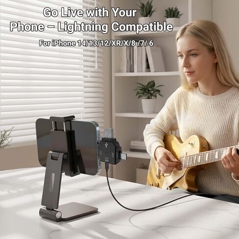 محول ميكروفون USB ZealSound - محول ميكروفون 3 في 1 للتوصيل والتشغيل الصوتي فقط مع USB-C، Lightning وUSB لأجهزة iPhone/Android/PC، إشارة ثابتة للبث والتسجيل والبث الصوتي in Saudi Arabia