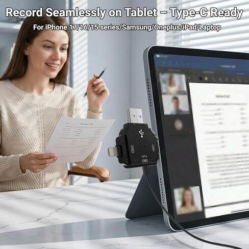 محول ميكروفون USB ZealSound - محول ميكروفون 3 في 1 للتوصيل والتشغيل الصوتي فقط مع USB-C، Lightning وUSB لأجهزة iPhone/Android/PC، إشارة ثابتة للبث والتسجيل والبث الصوتي in Saudi Arabia