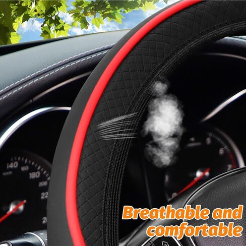HZEL Car Steering Wheel Cover, Elastic Stretch Non-Slip Breathable Vehicle Steering Wheel Wrap, Automotive Interior Protector Decoration Accessories, Universal for SUV Sedan Truck (Orange) in Saudi Arabia