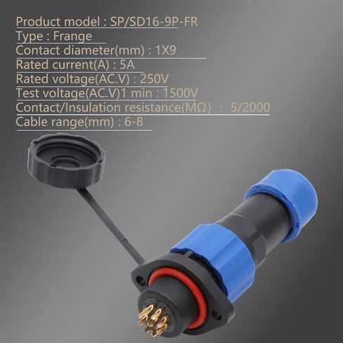 SP16 Connector Plug and Socket 2 3 4 5 7 9PIN Connectors with 2 Hole Flange Type Plug 1Pcs(SD16-9P) in Saudi Arabia