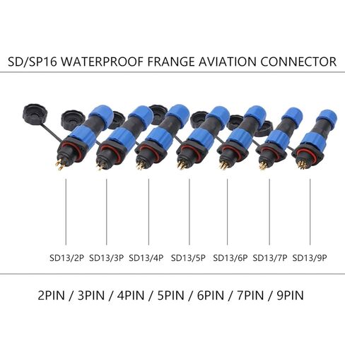 SP16 Connector Plug and Socket 2 3 4 5 7 9PIN Connectors with 2 Hole Flange Type Plug 1Pcs(SD16-9P) in Saudi Arabia